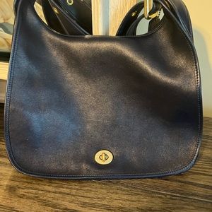 Vintage Coach Legacy Hobo Shoulder Bag navy blue  9718